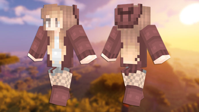 秋季 Minecraft 皮膚的正面和背面視圖。