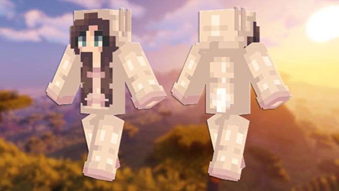 兔女郎 Minecraft 皮膚的正面和背面視圖。