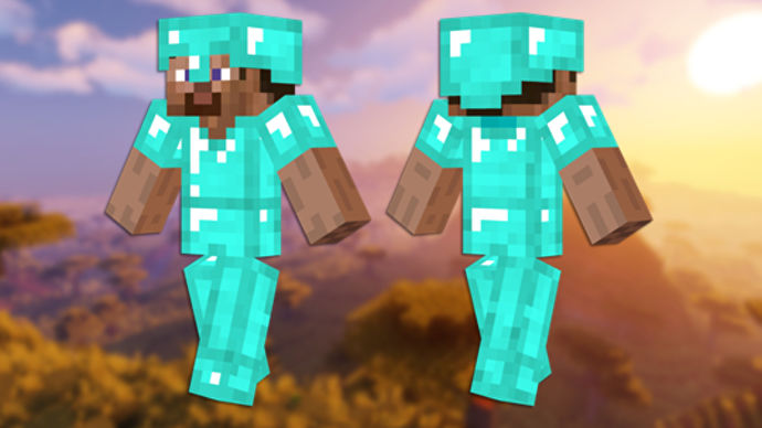 Diamond Armor Minecraft 皮膚的正面和背面視圖。