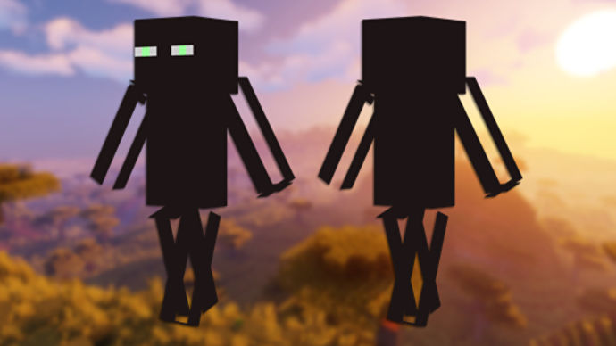 Enderman Minecraft 皮膚的正面和背面視圖。