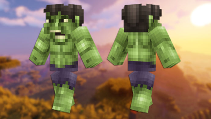 Hulk Minecraft 皮膚的正面和背面視圖。