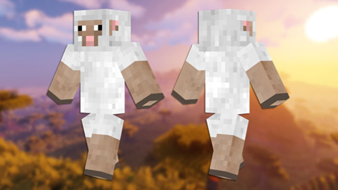 Sheep Minecraft 皮膚的正面和背面視圖。