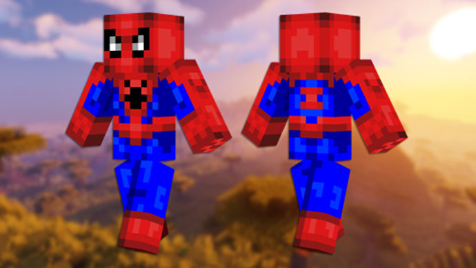 蜘蛛俠 Minecraft 皮膚的正面和背面視圖。