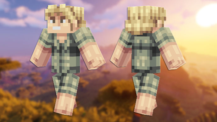 Steve Irwin Minecraft 皮膚的正面和背面視圖。