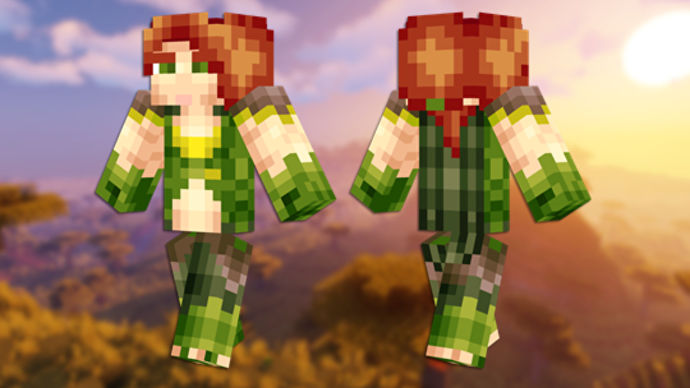 Windranger Minecraft 皮膚的正面和背面視圖。