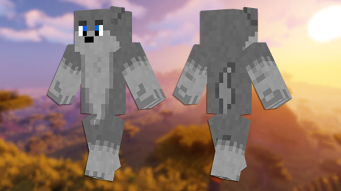 Wolf Minecraft 皮膚的正面和背面視圖。