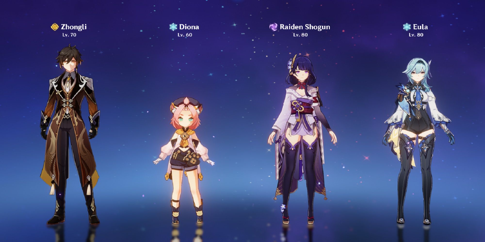 Genshin Eula 中立 Diona Raiden Team