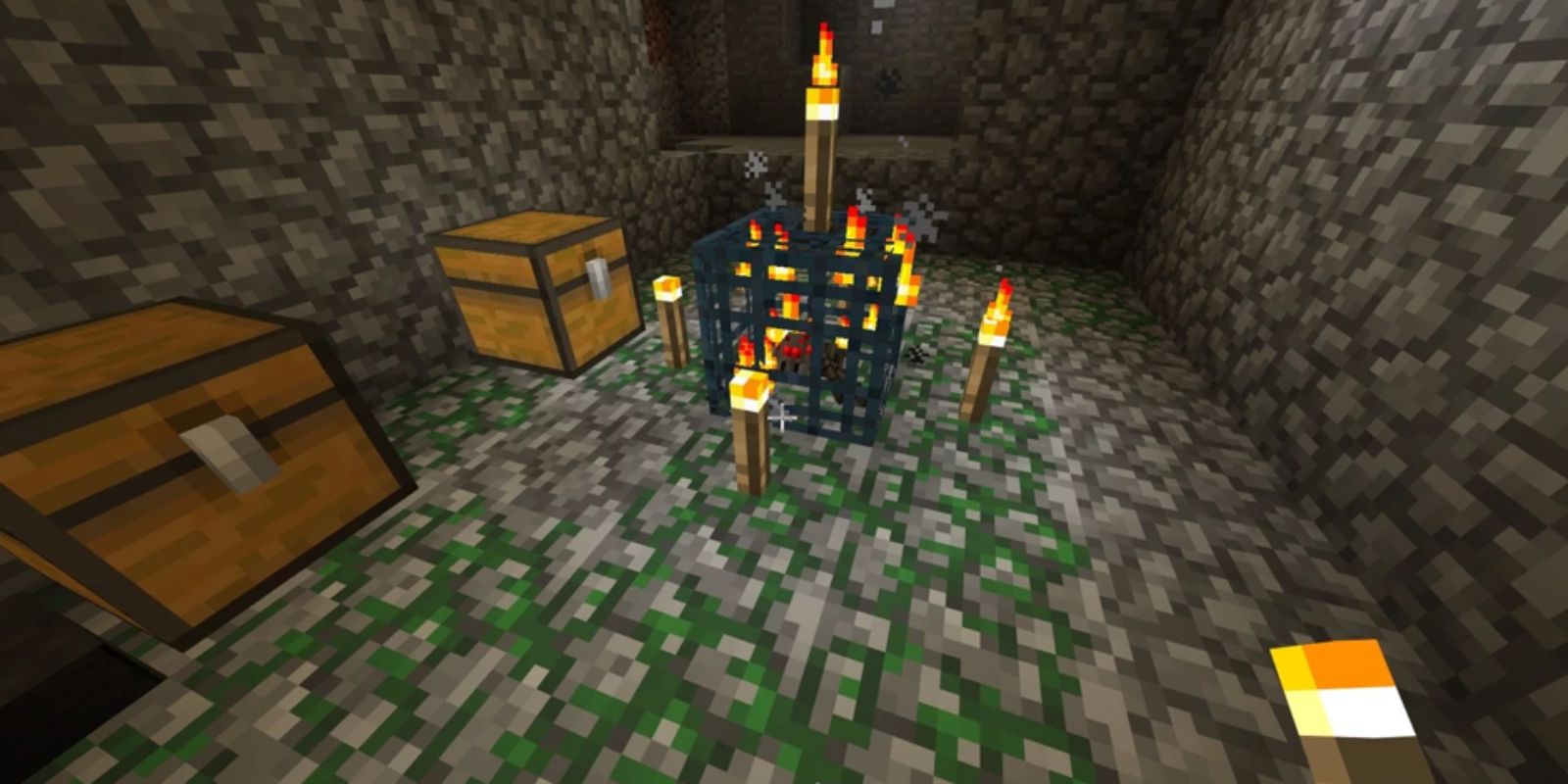 Minecraft 截圖的 Spawner Covered Torches